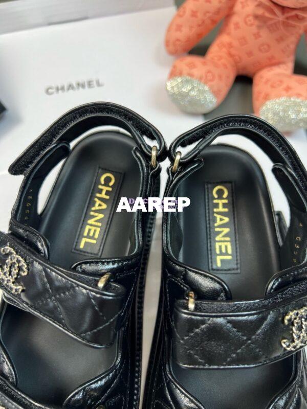 Replica Chanel Luxe  CC Lambskin Sandals G35927 Black 10