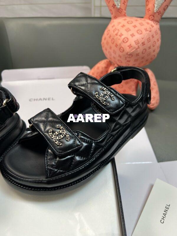 Replica Chanel Luxe  CC Lambskin Sandals G35927 Black 11