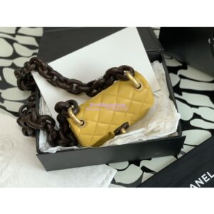 Replica Chanel Mini Flap Bag in Lambskin Wenge Wood AS4165 Yellow 2