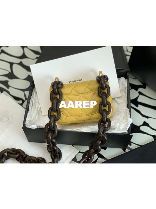 Replica Chanel Mini Flap Bag in Lambskin Wenge Wood AS4165 Yellow 4