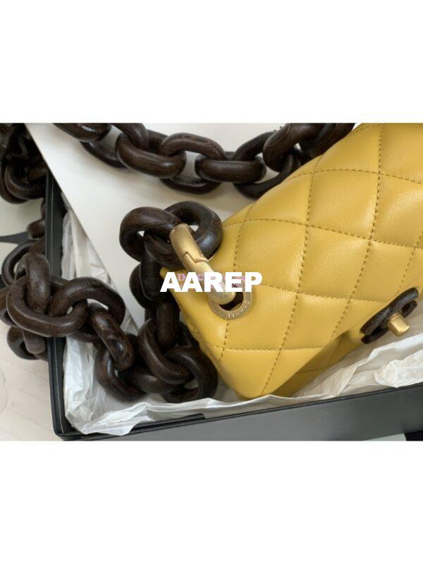 Replica Chanel Mini Flap Bag in Lambskin Wenge Wood AS4165 Yellow 5