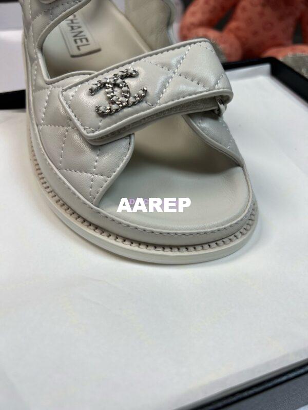 Replica Chanel Luxe  CC Lambskin Sandals G35927 White 8