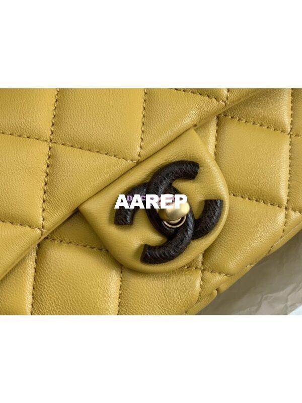 Replica Chanel Mini Flap Bag in Lambskin Wenge Wood AS4165 Yellow 6