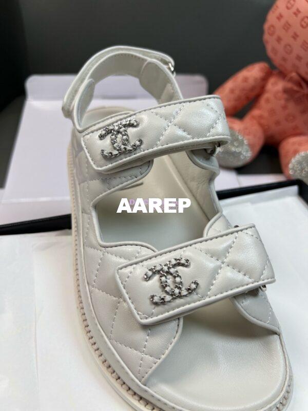 Replica Chanel Luxe  CC Lambskin Sandals G35927 White 9