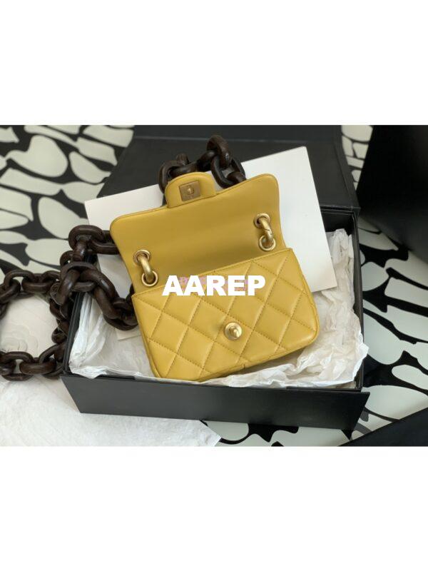 Replica Chanel Mini Flap Bag in Lambskin Wenge Wood AS4165 Yellow 7