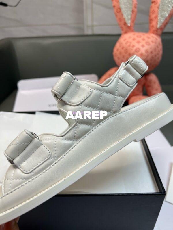 Replica Chanel Luxe  CC Lambskin Sandals G35927 White 11