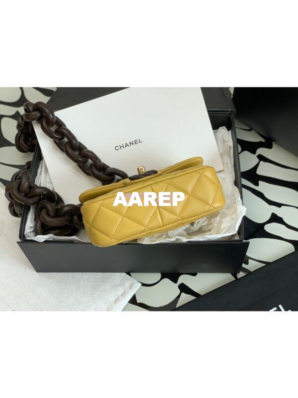 Replica Chanel Mini Flap Bag in Lambskin Wenge Wood AS4165 Yellow 9