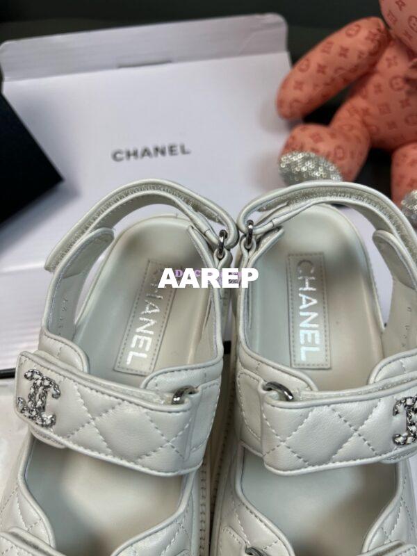 Replica Chanel Luxe  CC Lambskin Sandals G35927 White 14