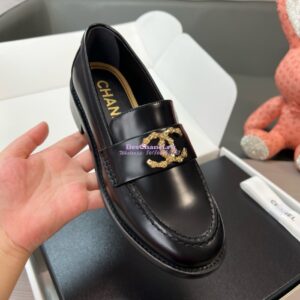 Replica Chanel 24P Limited Edition Loafers Calfskin and Metal Black G45663