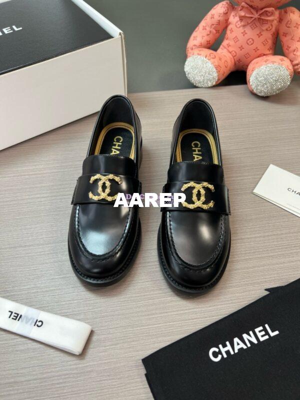 Replica Chanel 24P Limited Edition Loafers Calfskin and Metal Black G45663 2