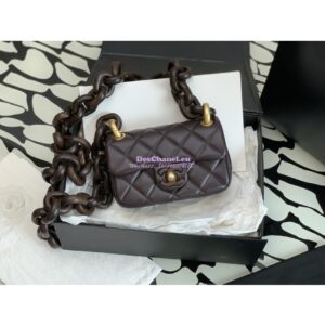 Replica Chanel Mini Flap Bag in Lambskin Wenge Wood AS4165 Brown