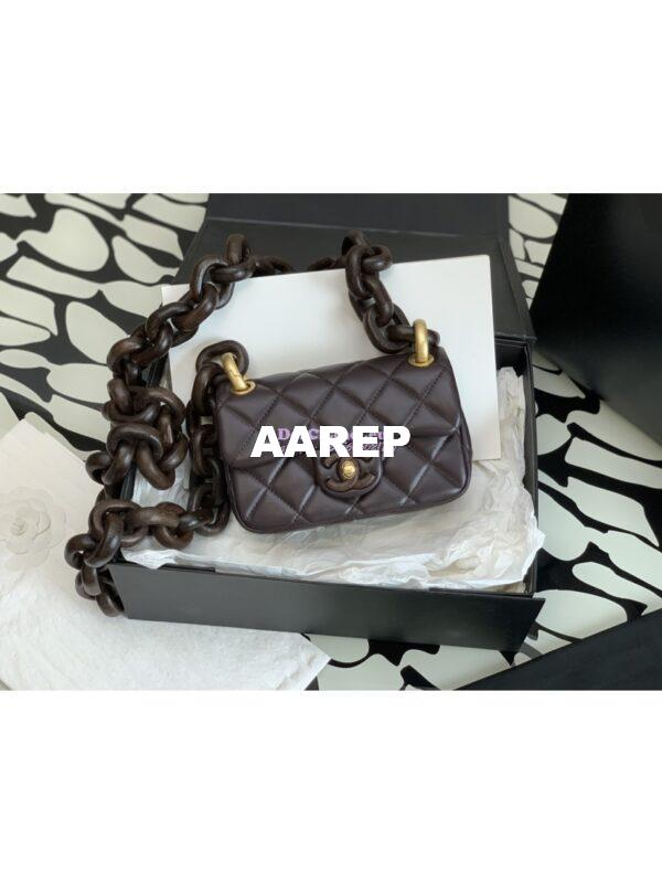 Replica Chanel Mini Flap Bag in Lambskin Wenge Wood AS4165 Brown 3