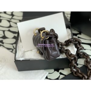 Replica Chanel Mini Flap Bag in Lambskin Wenge Wood AS4165 Brown 2