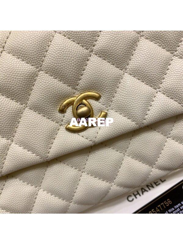 Replica Chanel Coco Grained Calfskin Flap Bag White with Lizard Handle 4