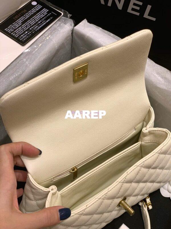 Replica Chanel Coco Grained Calfskin Flap Bag White with Lizard Handle 7