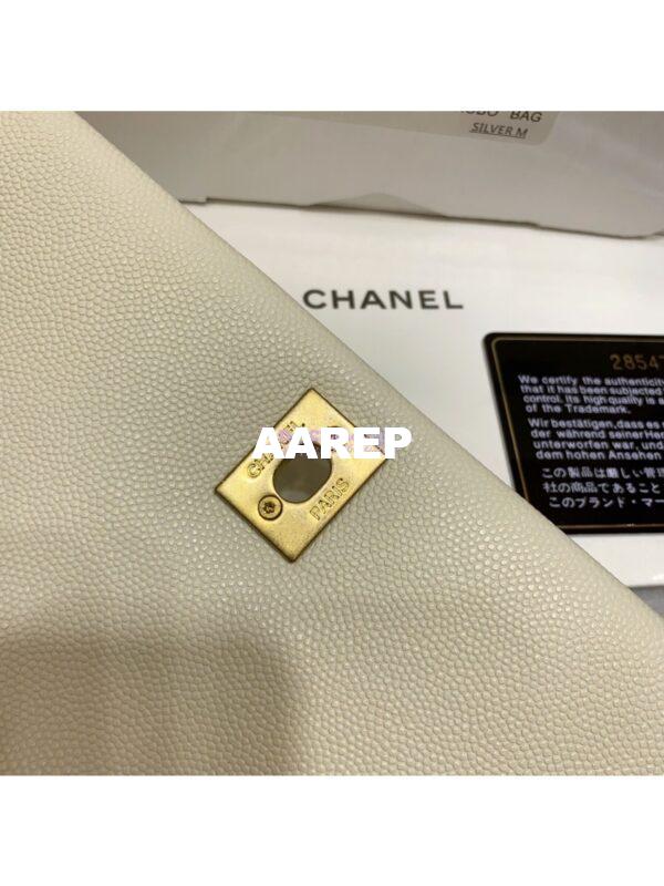 Replica Chanel Coco Grained Calfskin Flap Bag White with Lizard Handle 8