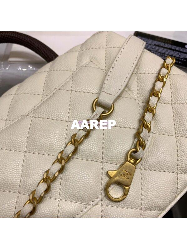 Replica Chanel Coco Grained Calfskin Flap Bag White with Lizard Handle 10