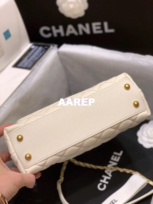 Replica Chanel Coco Grained Calfskin Flap Bag White with Lizard Handle 12
