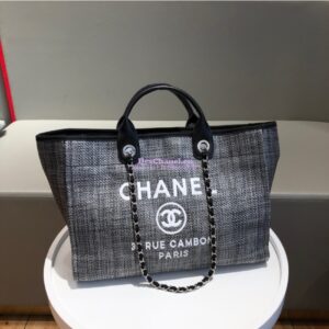 Replica Chanel A66942 Large Toile Deauville Shopping Bag in Light Brown