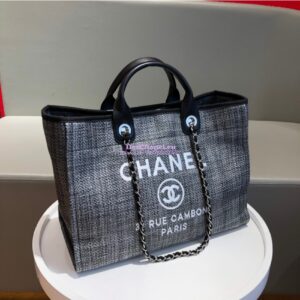 Replica Chanel A66942 Large Toile Deauville Shopping Bag in Light Brown 2