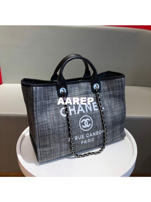 Replica Chanel A66942 Large Toile Deauville Shopping Bag in Light Brown 4