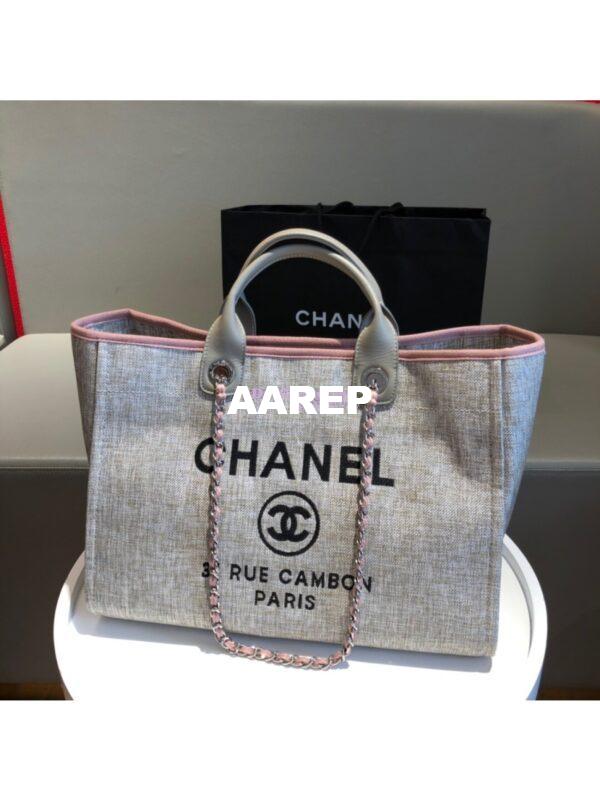 Replica Chanel A66942 Large Toile Deauville Shopping Bag in Light Pink 3