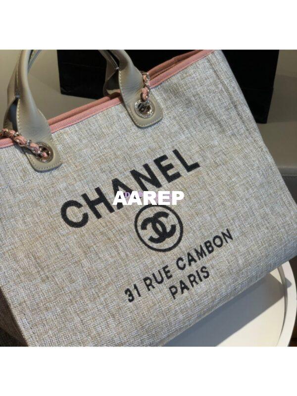 Replica Chanel A66942 Large Toile Deauville Shopping Bag in Light Pink 5