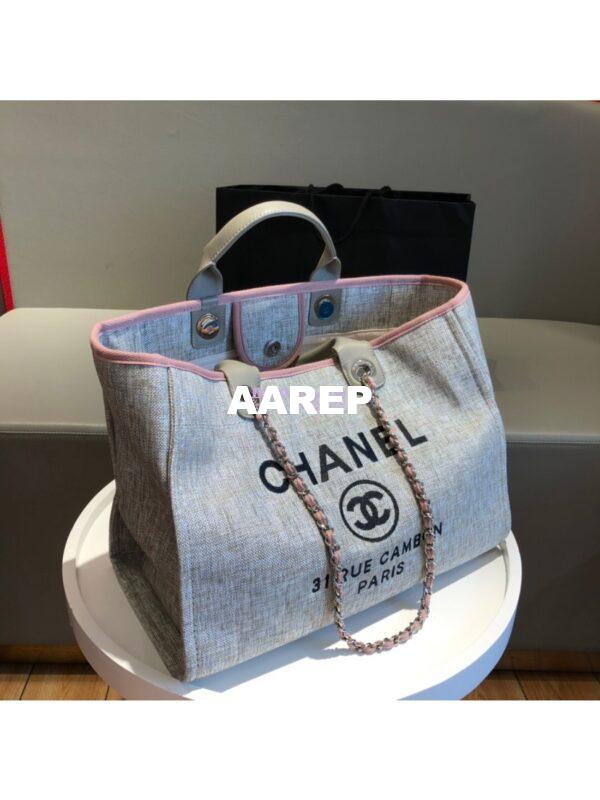 Replica Chanel A66942 Large Toile Deauville Shopping Bag in Light Pink 6