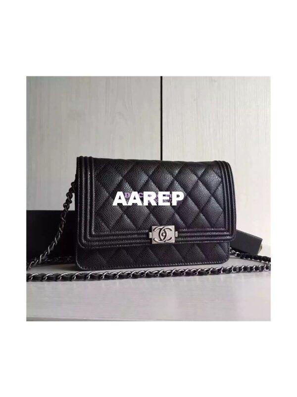 Replica Chanel Boy Wallet On Chain WOC Black Bag A80287
