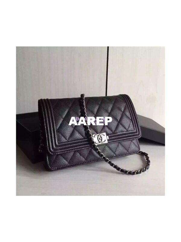 Replica Chanel Boy Wallet On Chain WOC Black Bag A80287 2