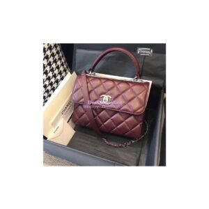 Replica Chanel Small Trendy CC A92236 wine red Flap Bag With Metal Plate