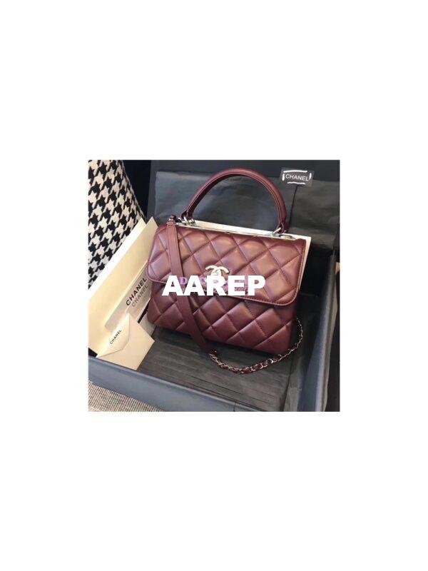 Replica Chanel Small Trendy CC A92236 wine red Flap Bag With Metal Plate