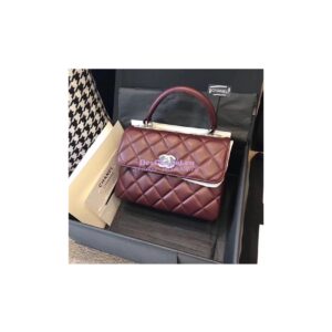 Replica Chanel Small Trendy CC A92236 wine red Flap Bag With Metal Plate 2