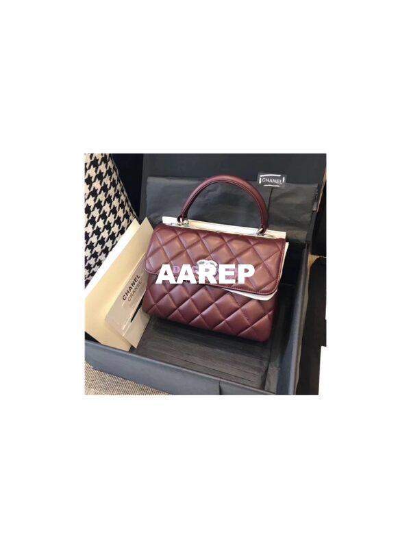 Replica Chanel Small Trendy CC A92236 wine red Flap Bag With Metal Plate 2