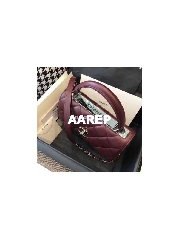 Replica Chanel Small Trendy CC A92236 wine red Flap Bag With Metal Plate 3