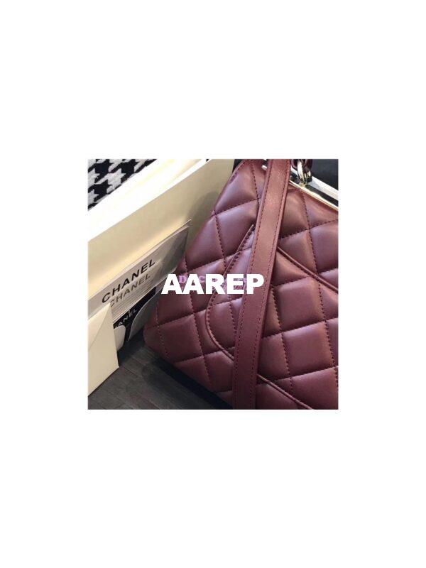 Replica Chanel Small Trendy CC A92236 wine red Flap Bag With Metal Plate 5