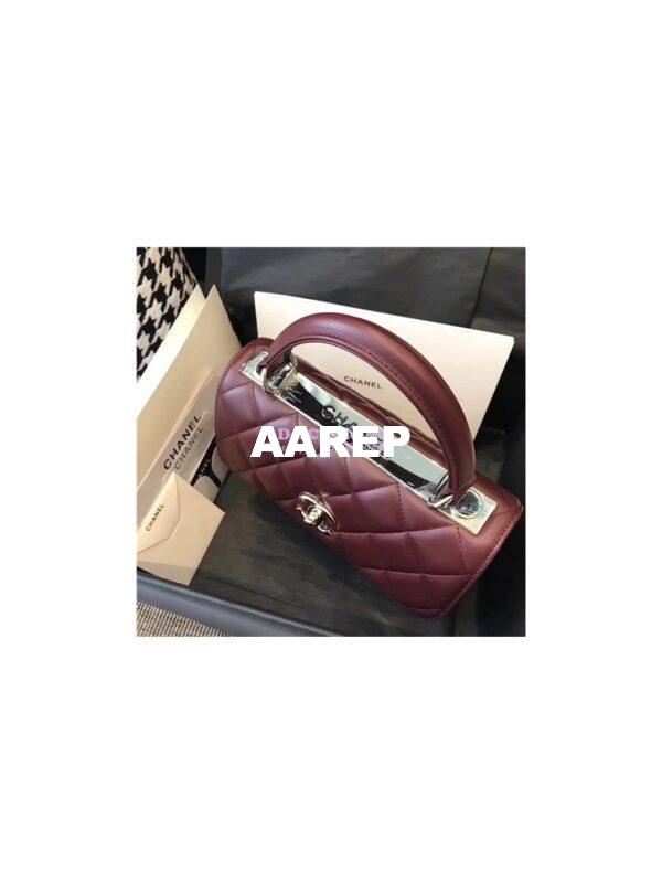 Replica Chanel Small Trendy CC A92236 wine red Flap Bag With Metal Plate 6