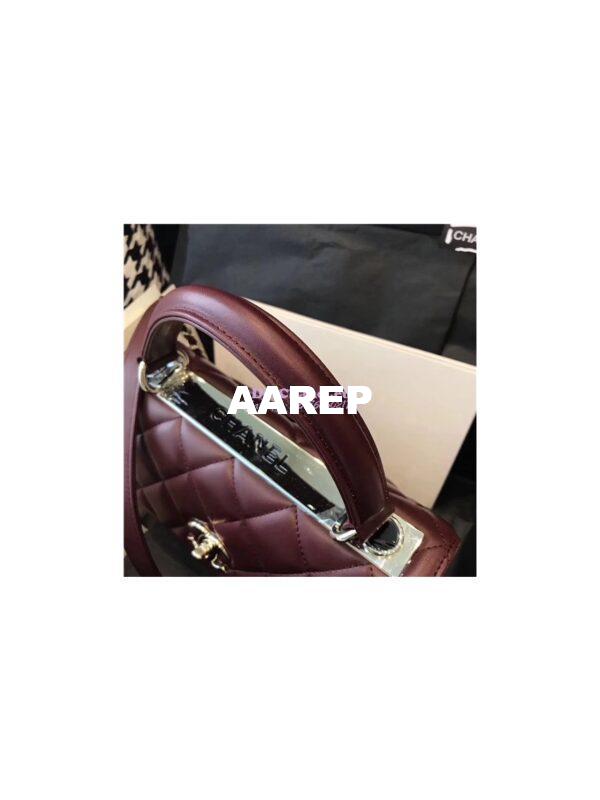 Replica Chanel Small Trendy CC A92236 wine red Flap Bag With Metal Plate 7