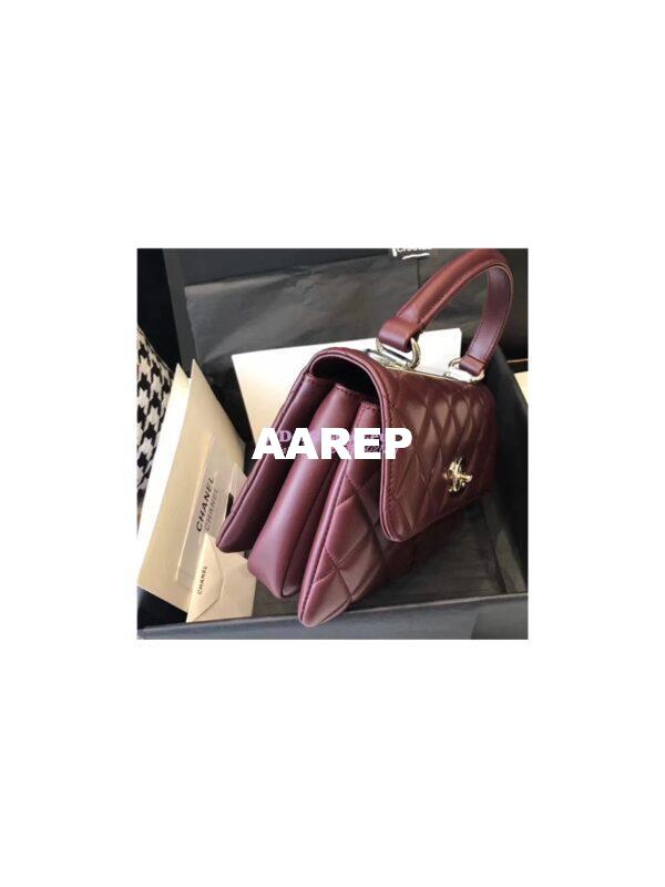 Replica Chanel Small Trendy CC A92236 wine red Flap Bag With Metal Plate 8