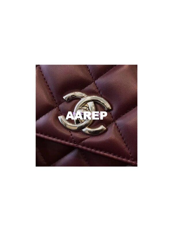 Replica Chanel Small Trendy CC A92236 wine red Flap Bag With Metal Plate 10