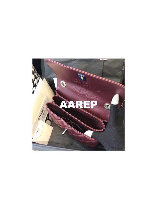 Replica Chanel Small Trendy CC A92236 wine red Flap Bag With Metal Plate 11