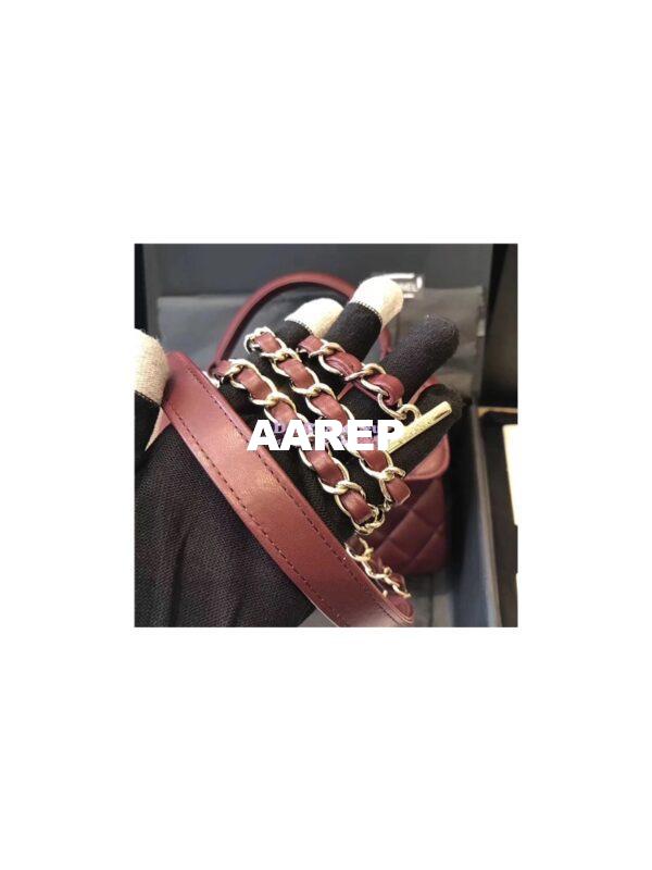 Replica Chanel Small Trendy CC A92236 wine red Flap Bag With Metal Plate 15