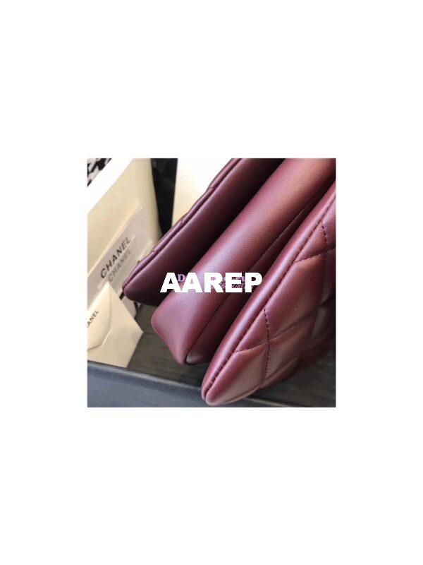 Replica Chanel Small Trendy CC A92236 wine red Flap Bag With Metal Plate 17