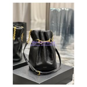 Replica YSL Saint Laurent Le Maillon Hook Bucket Bag In Supple Leather 686310 Black