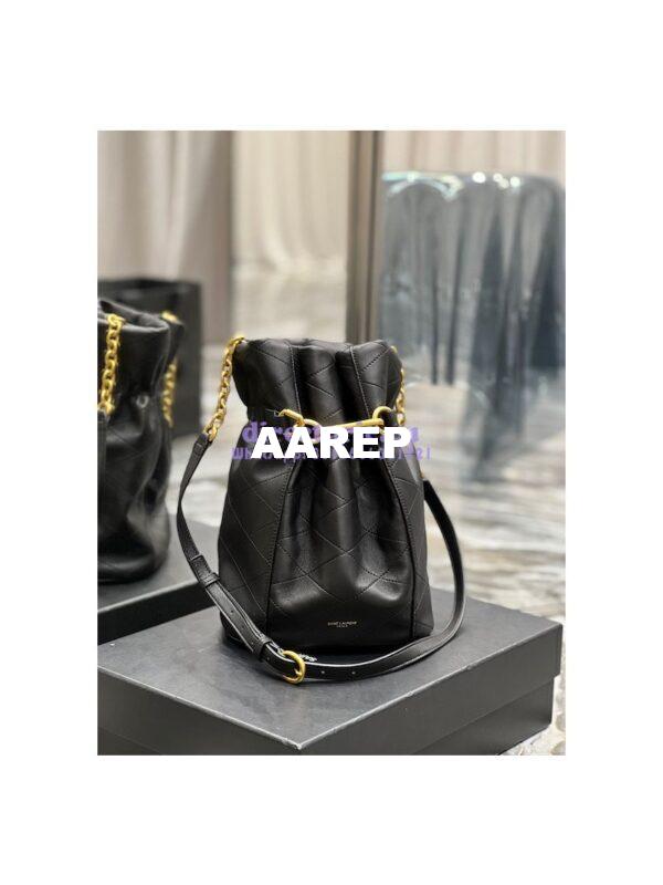 Replica YSL Saint Laurent Le Maillon Hook Bucket Bag In Supple Leather 686310 Black 3