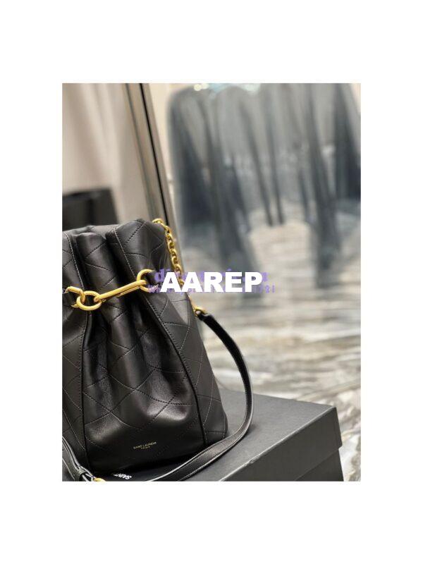 Replica YSL Saint Laurent Le Maillon Hook Bucket Bag In Supple Leather 686310 Black 4