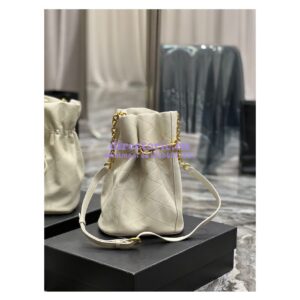 Replica YSL Saint Laurent Le Maillon Hook Bucket Bag In Supple Leather 686310 Blanc 2