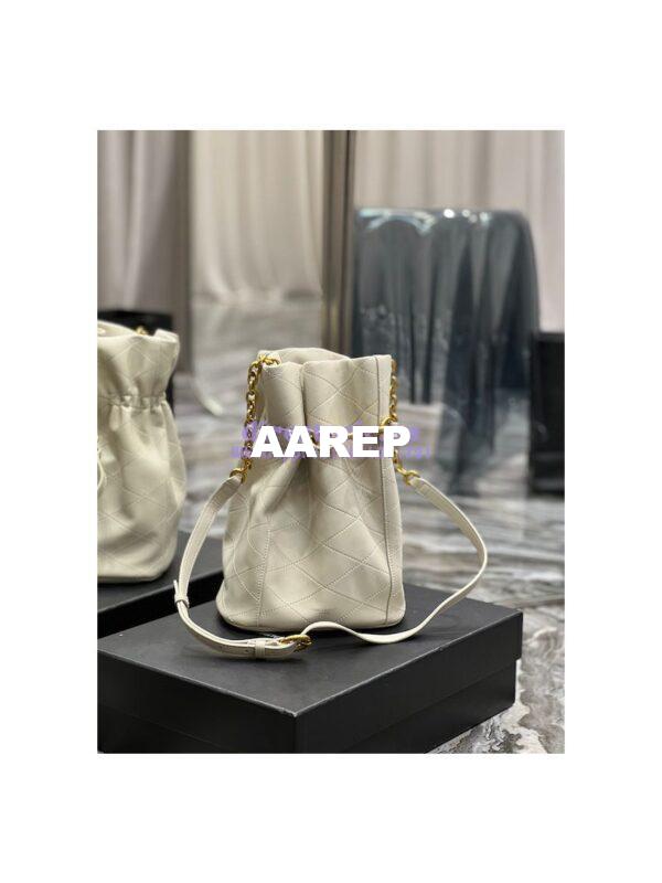 Replica YSL Saint Laurent Le Maillon Hook Bucket Bag In Supple Leather 686310 Blanc 4