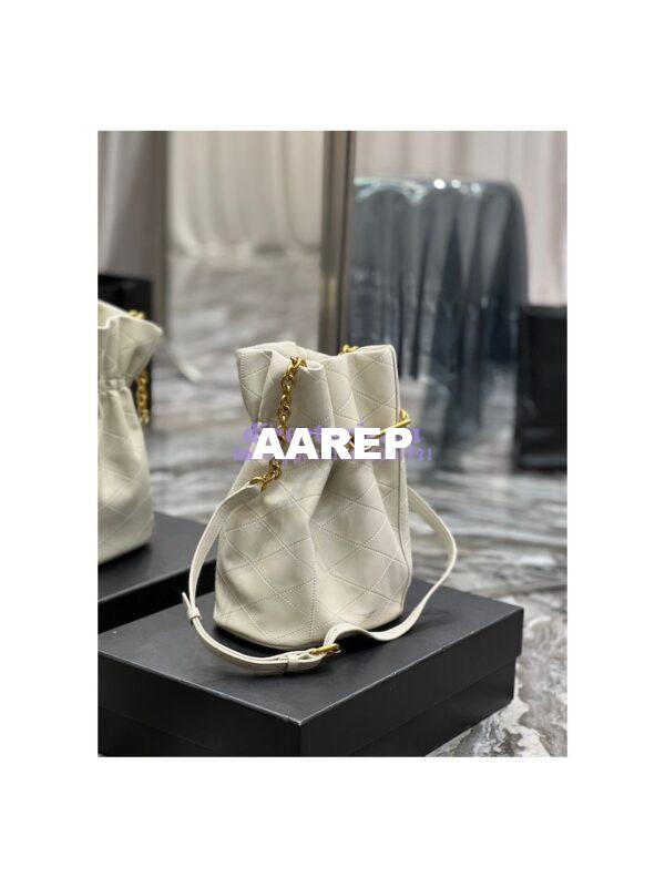 Replica YSL Saint Laurent Le Maillon Hook Bucket Bag In Supple Leather 686310 Blanc 5