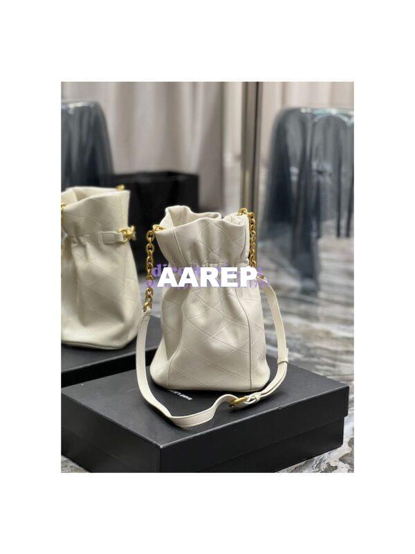 Replica YSL Saint Laurent Le Maillon Hook Bucket Bag In Supple Leather 686310 Blanc 6